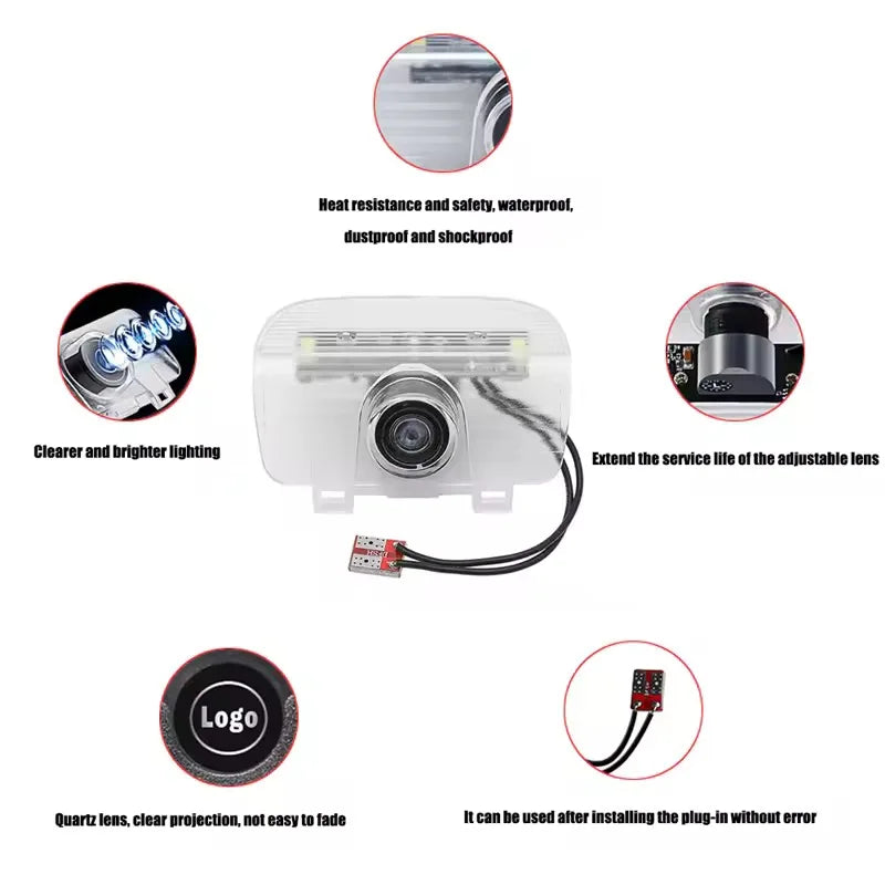 2PCS LED Car Interior Door Logo Projector Welcome Ghost Shad