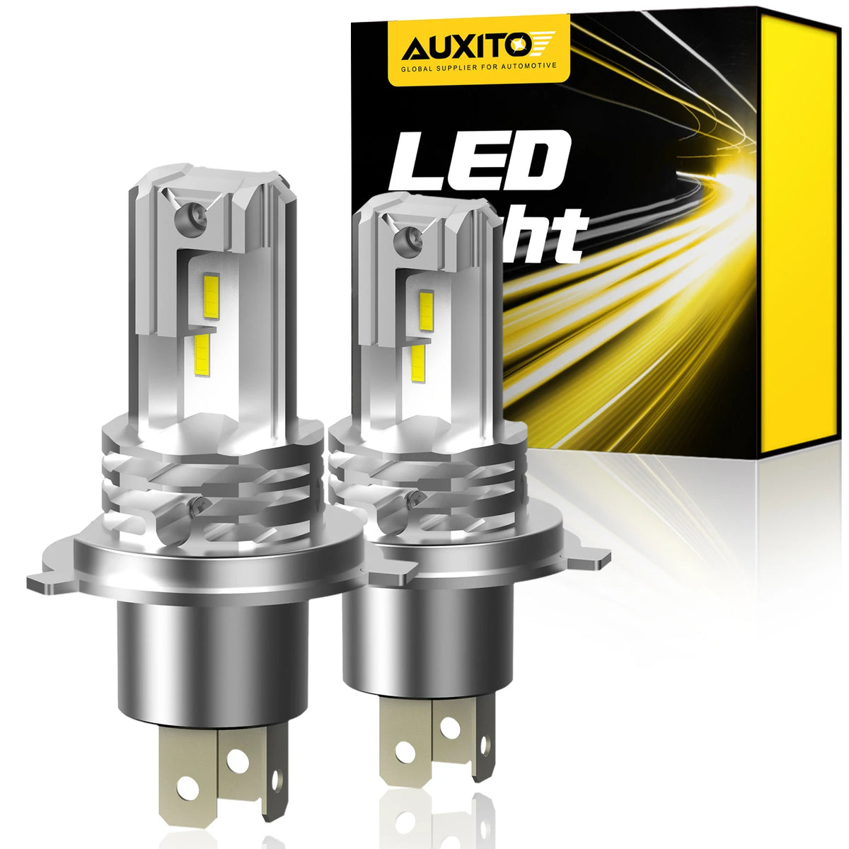 AUXITO 2Pcs H4 LED Motorcycle Car Headlight Bulbs 9003 HB2 CSP LED High Low Beam Lamp Wireless Fanless Mini Size 6500K 12000LM
