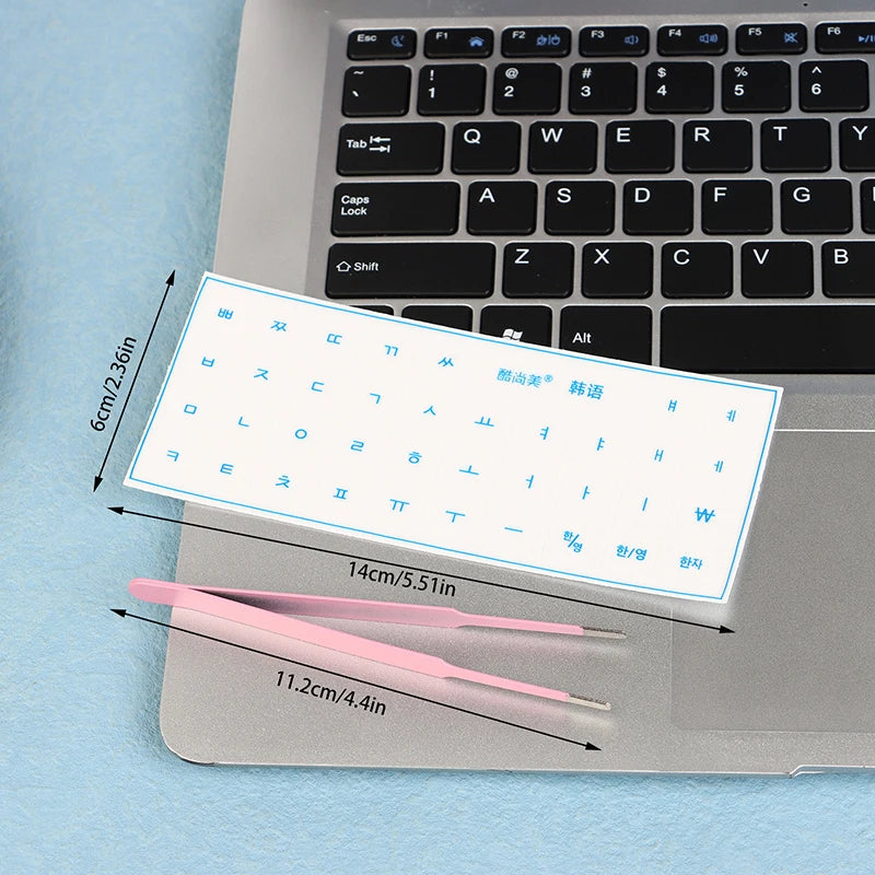 Korean German Transparent Tear Off Keyboard Stickers Universal Laptop Desktop Single Film Engraved Keycap Replacement Sticker