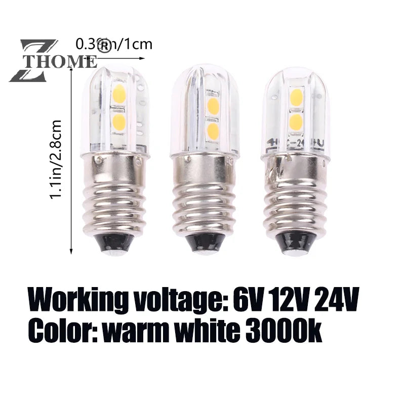 E10 Led Bulb 6V 12V 24V Upgrade Bulbs 4LED Lamp Replacement 