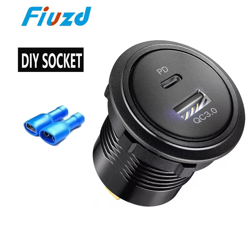 Quick Charge 3.0 usb port socket for car Dual USB Fast Car Charger Socket Accessory 12V/24V QC3.0 Power Socket with LED Light
