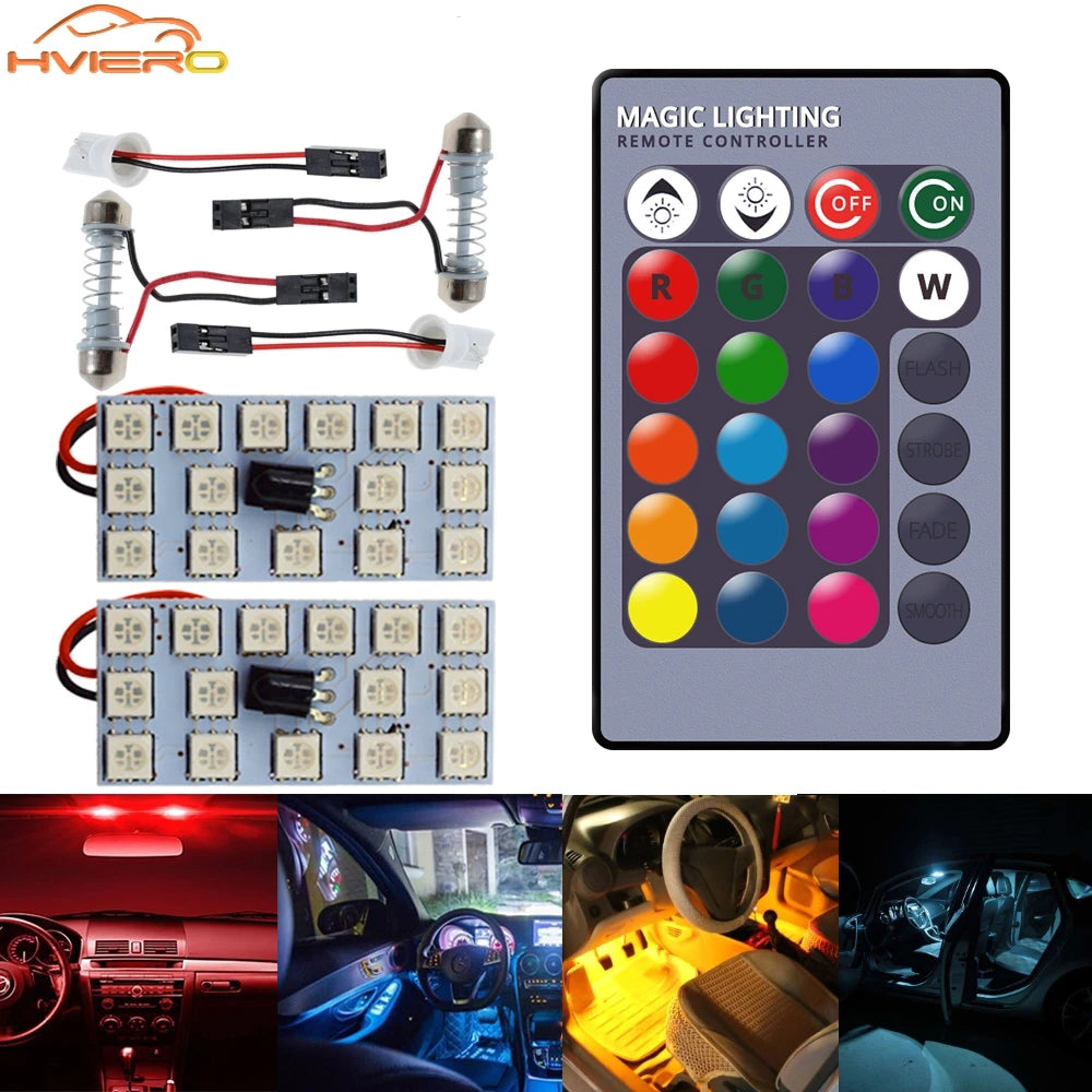2pcs Car Led T10 5050 12/15/24/36SMD Interior Wedge RGB Pane