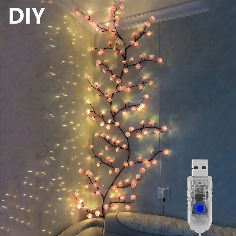 USB 5V 8 Modes Cherry Blossom String Light Artificial Flower