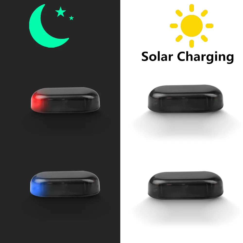SEAMETAL 1/2PCS Solar Powered Simulated Dummy Alarm Light Wi