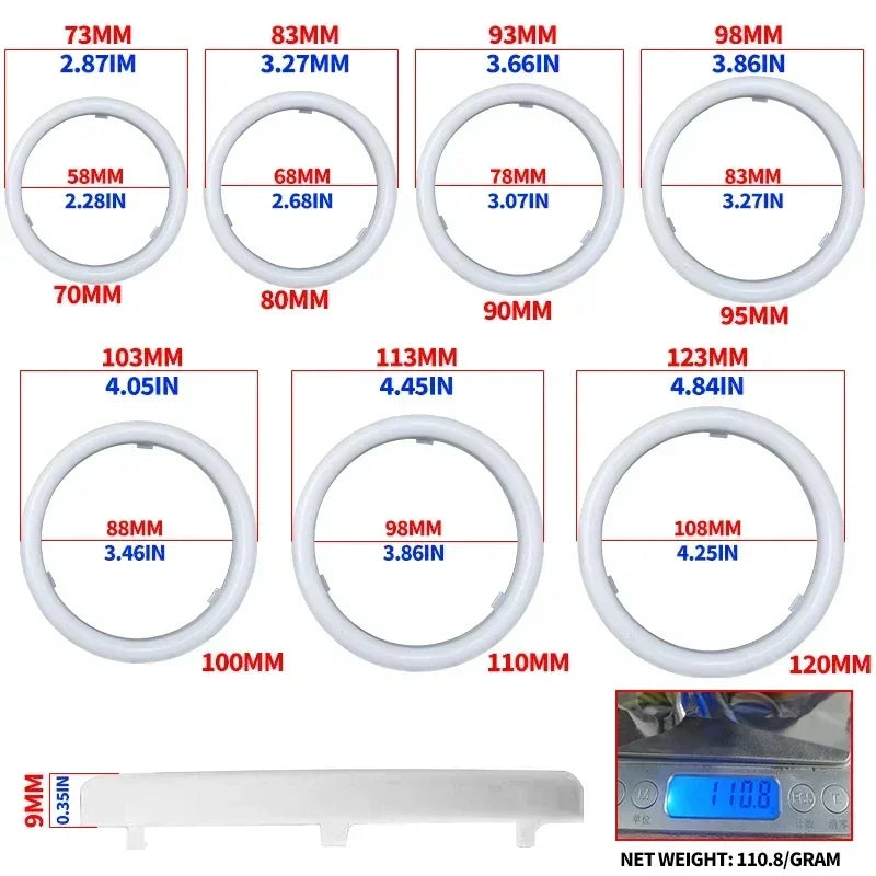 2PCS RGB Cotton LED Angel Eyes Halo Rings 60mm 70mm 80mm LED