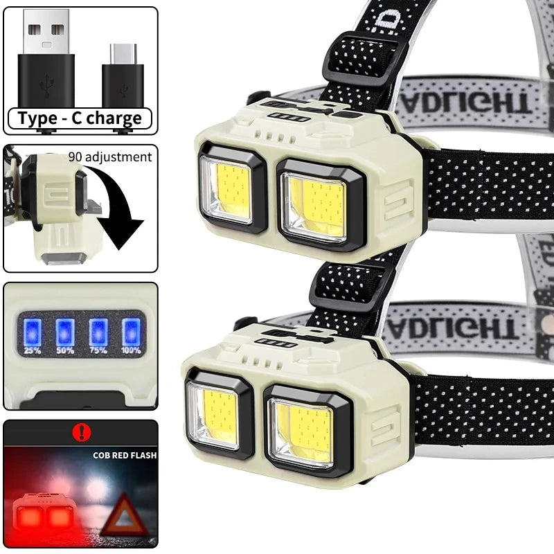 Powerful LED Induction Headlamp Type-C Charge 4 Lighting Mod