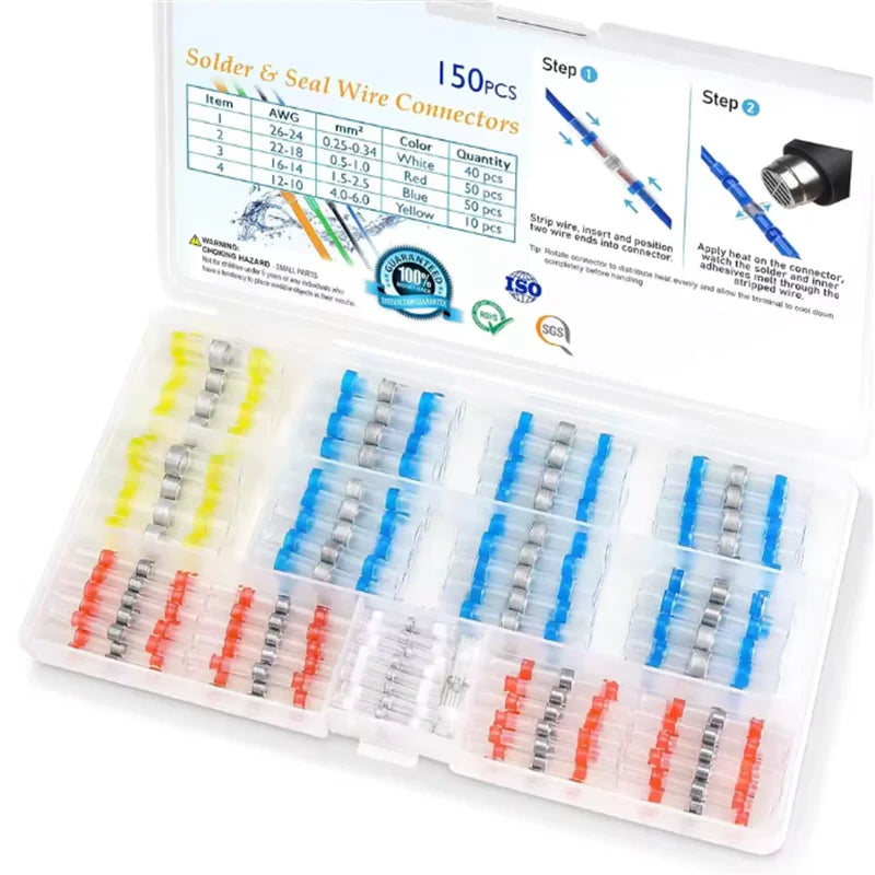 100/120/150PCS Solder Seal Wire Connectors Heat Shrink Butt 