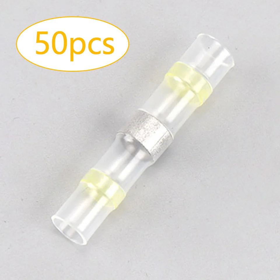 50pcs Pieces Waterproof Solder Seal Tin Ring Heat Shrink Butt Wire Connector Terminal Electric Copper Tape Solder Sleeve