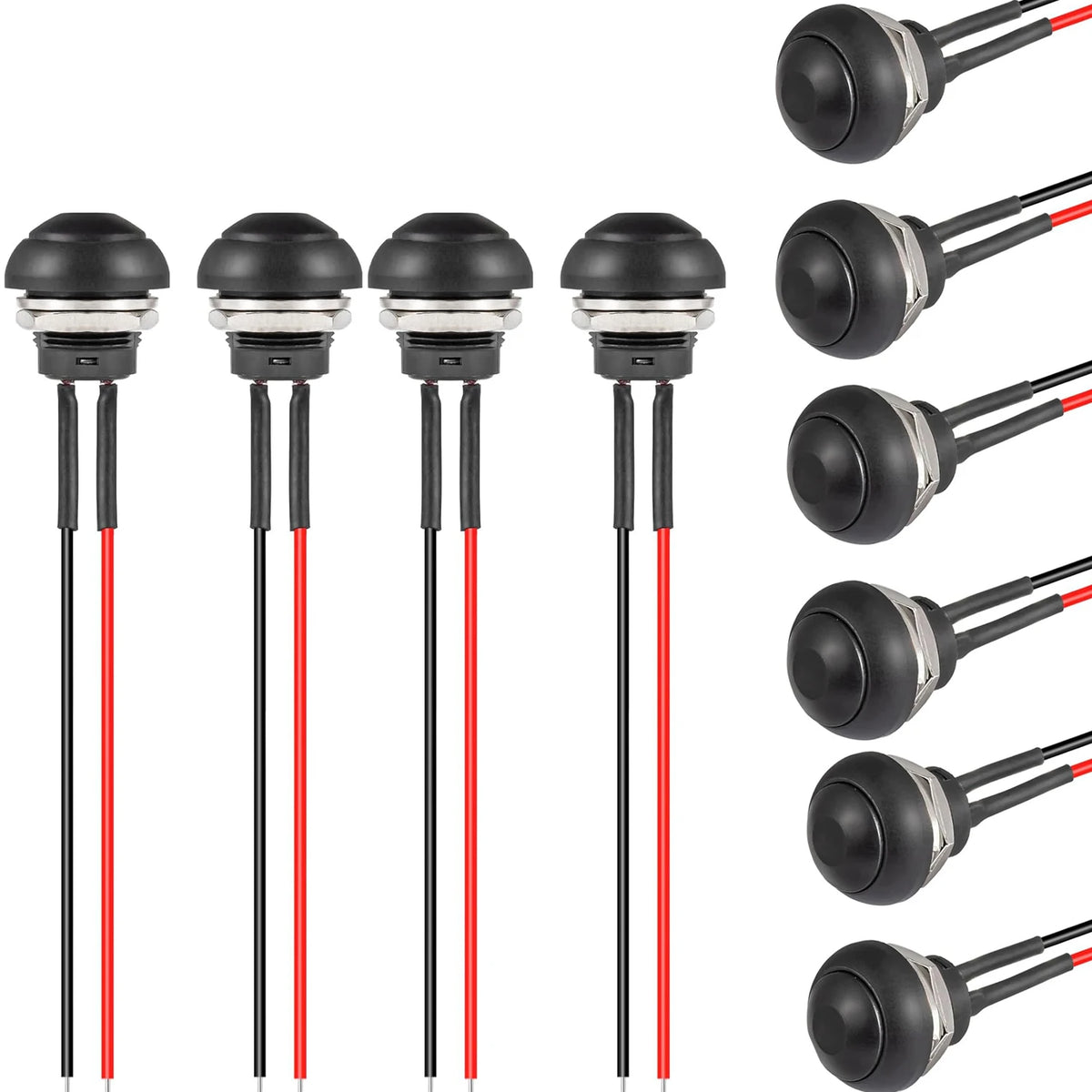 10PCS Black 12mm Momentary Push Button Switch SPST Round Wat