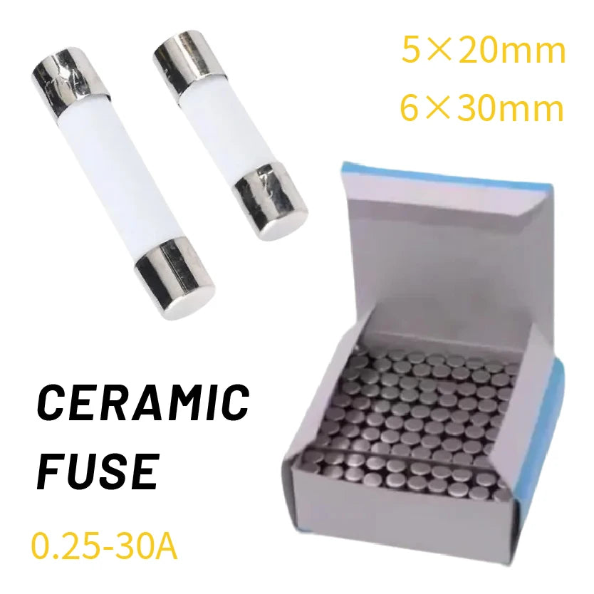 Ceramic Fuse 250V 5x20/6x30 MM 0.25 0.5 1 2 3 4 5 6 8 10 15 