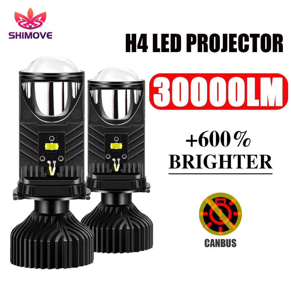H4 LED Projector Car Headlight 30000LM 6000K Canbus Fan Cool