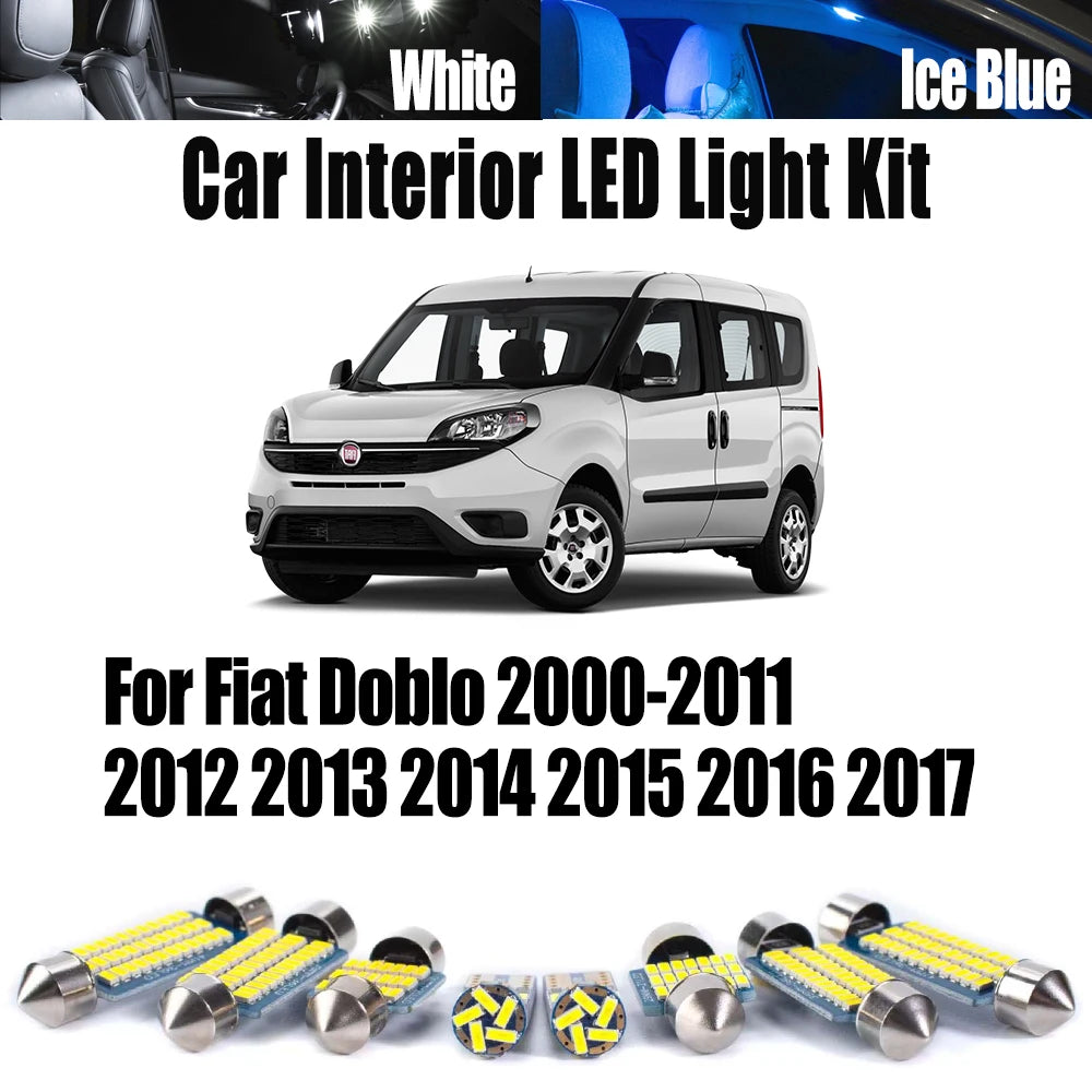 7-Piece LED Interior Light Kit for Fiat 2000-2013 - Canbus Error-Free Interior Bulbs