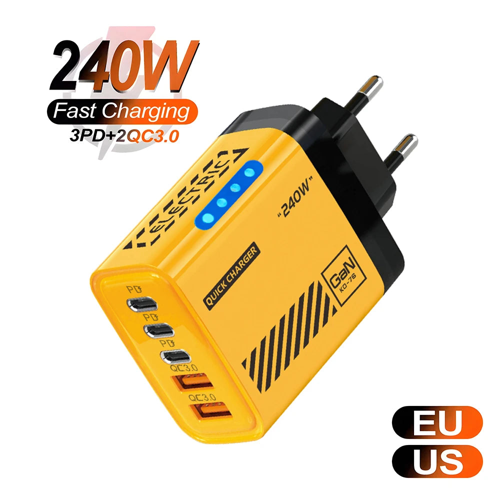 5 Ports Fast Charger Type C Quick Charge 3.0 USB C Wall Char
