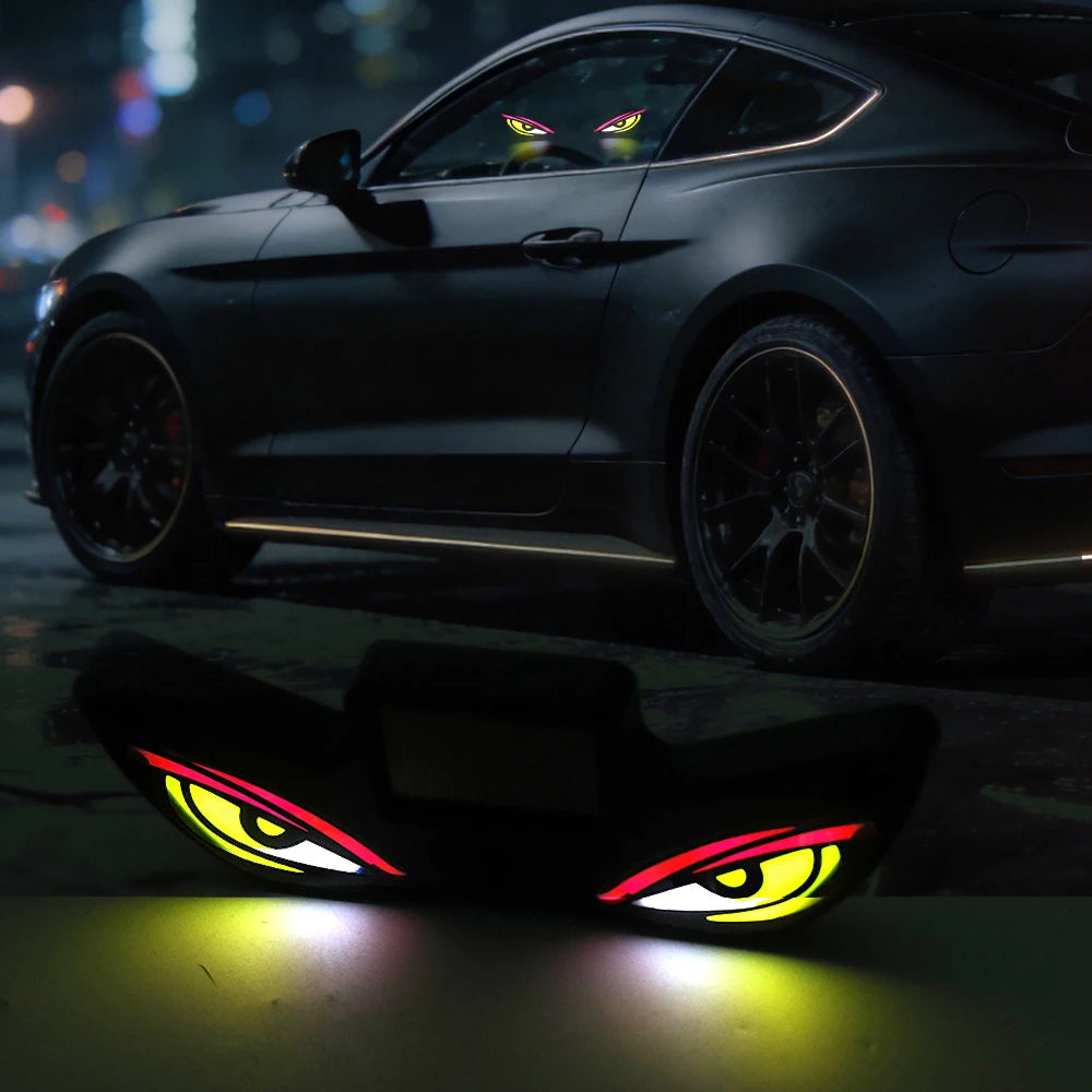 Solar LED Devil Eyes Windshield Warning Flashing Signal Indi