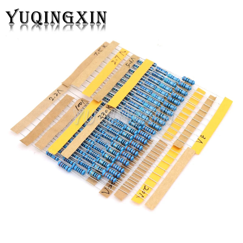 1100pcs 1/2W Metal Film Resistor Kit 1% 0.1 ohm - 2.2M 110 V