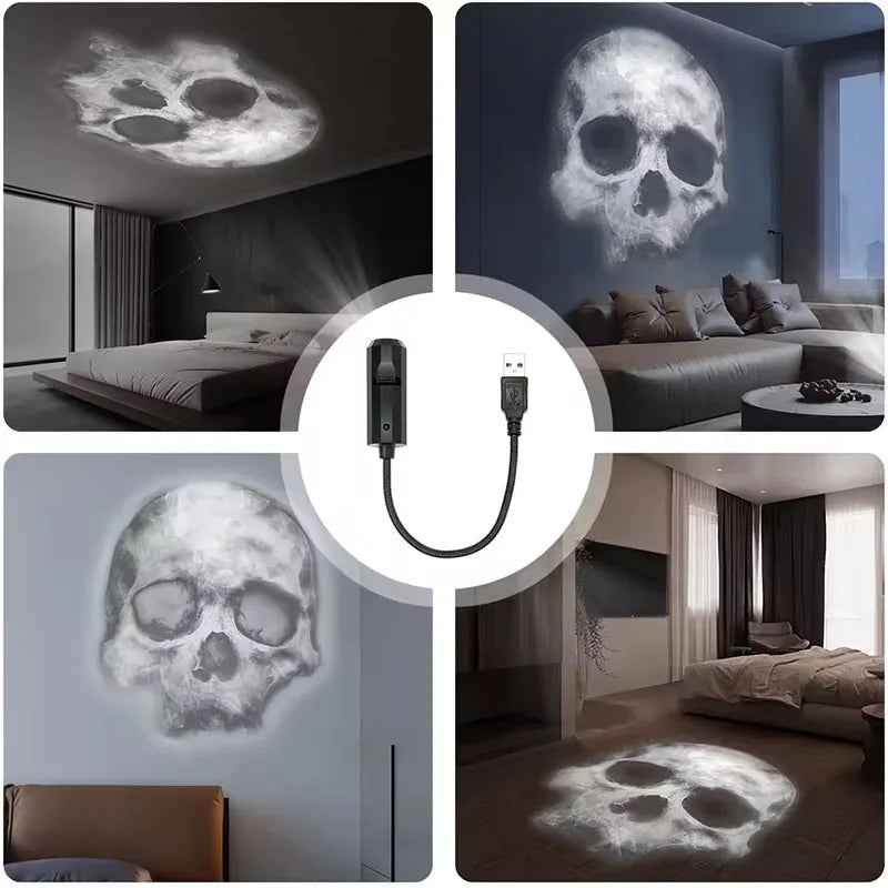 Halloween USB Projector Light Skull NightLight Ghost LED Lam