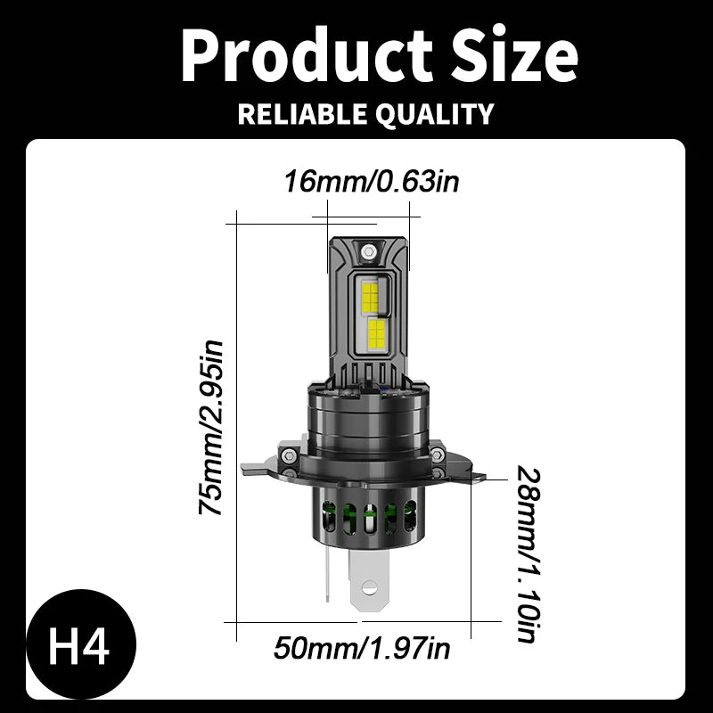 1/2PCS Motorcycle Lamps 70W White 20000LM H4 9003 LED Headli