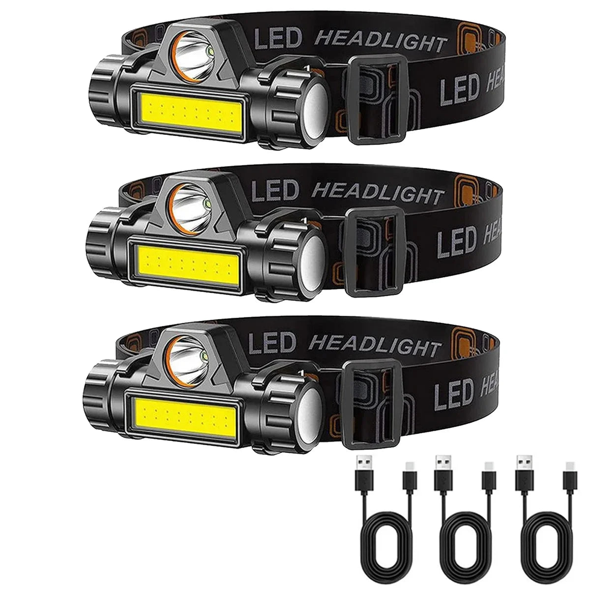 1-5PCS COB LED Headlamp Torch Rechargeable Headwear Flashlight Outdoor Waterproof Camping Fishing Lantern Headlight With Magnet