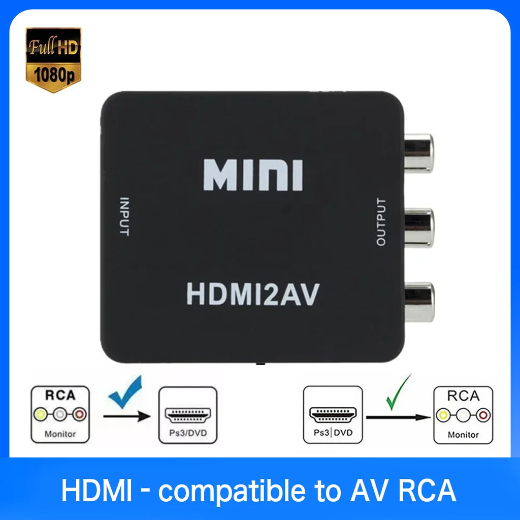 1080P Mini HDMI compatible to AV RCA CVBS L/R Composite Vide