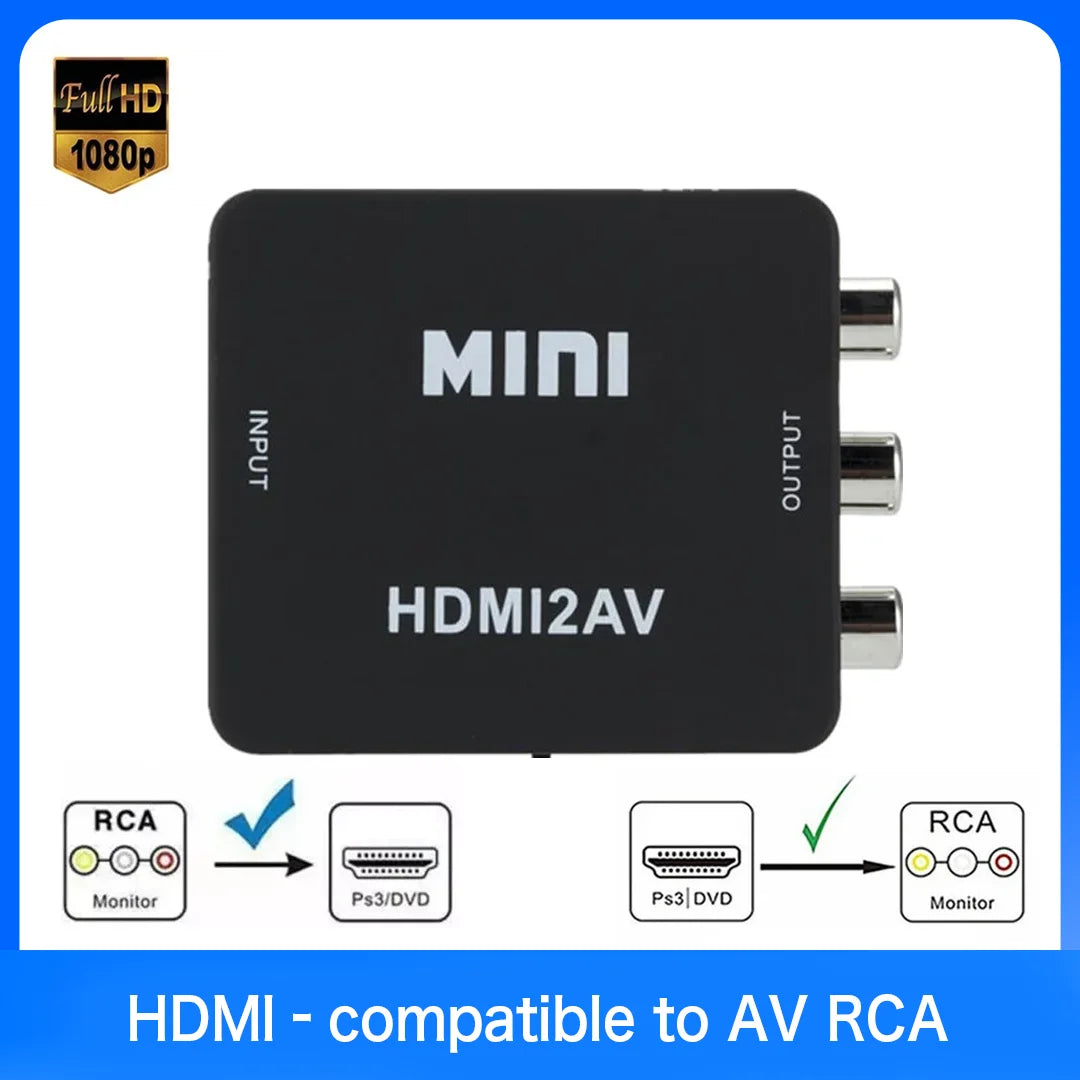 1080P Mini HDMI compatible to AV RCA CVBS L/R Composite Vide