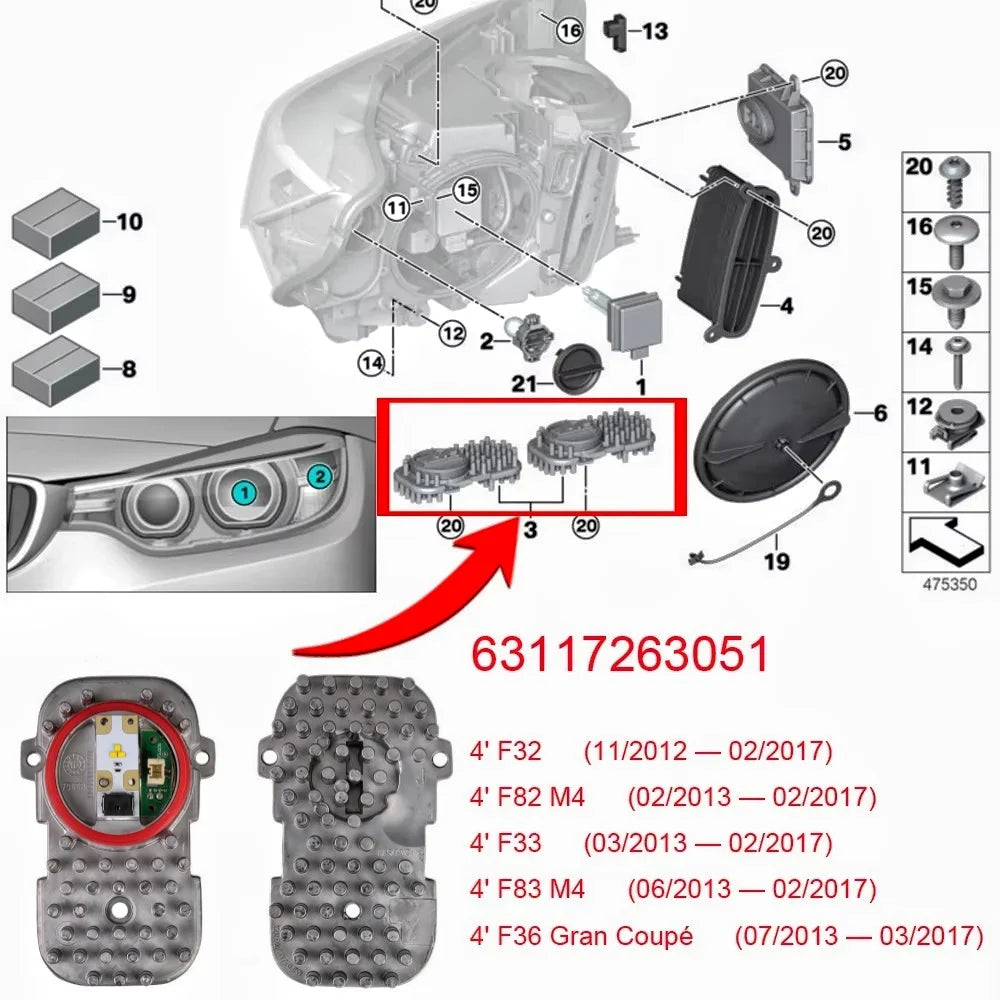 Angel Eyes DRL Modules For BMW F80 F82 M3 M4 F32 F33 F36 OE# 63117263051 Xenon Daylights Upgrade for BMW F36