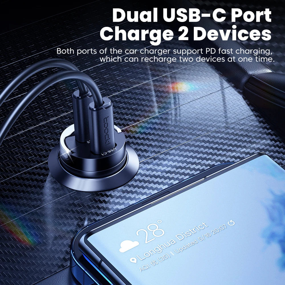Toocki 45w Car Charger Dual Type C PD45w Fast Charging Car P