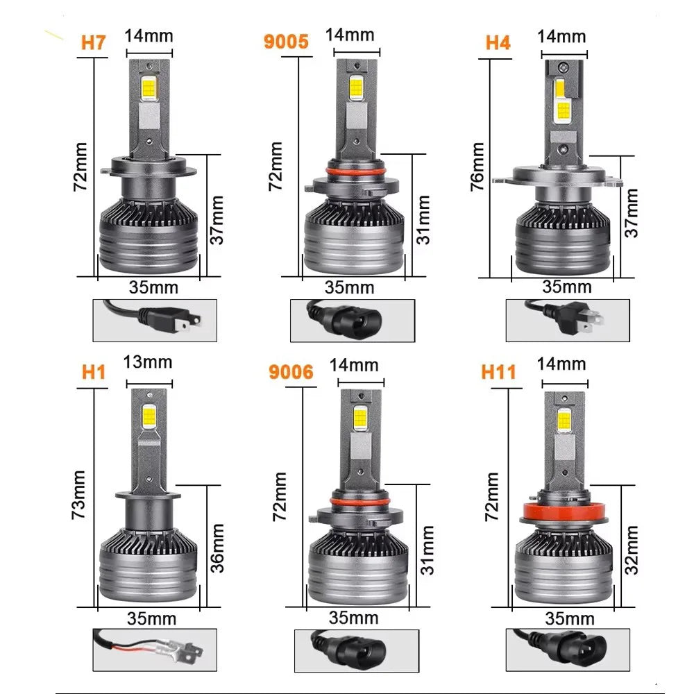 H7 LED Canbus Headlight 30000LM CSP H4 H1 H11 9005 9006 HB4 