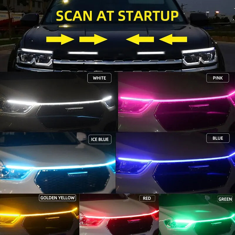 150CM 180CM Scan Starting LED Car Hood Light Daytime Running