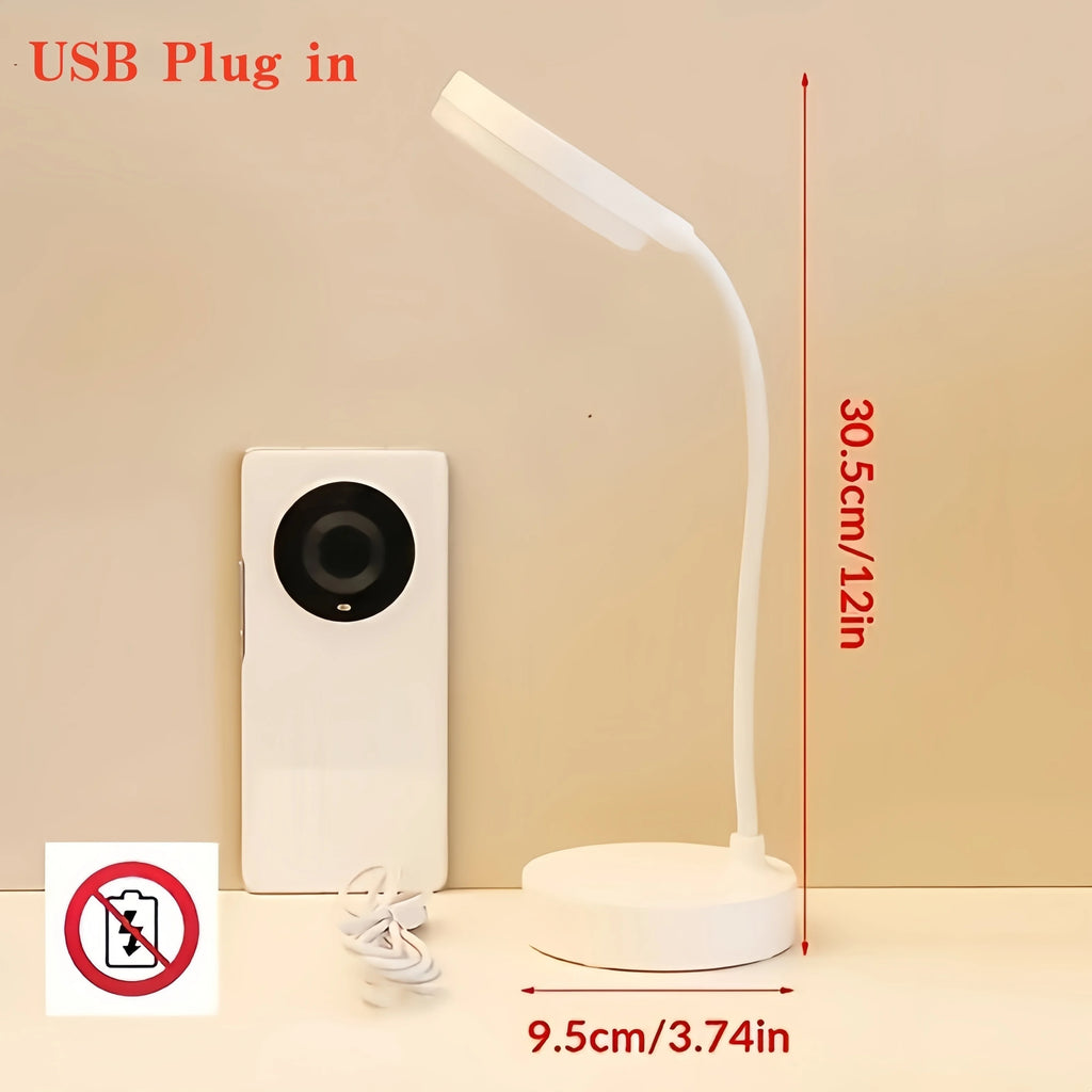 LED Desk Lamp With USB Charging Port Flexible LED White Ligh