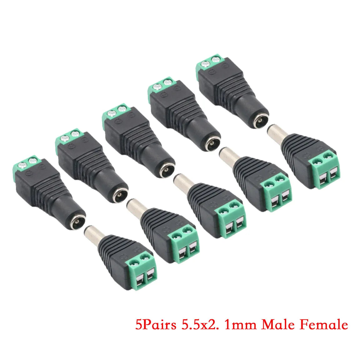 5Pcs/Pairs 12V DC Power Male Connector 5.5mm x 2.1mm 5.5mm x2.5mm Power Jack Plug Barrel Adapter DC Female Power Connector