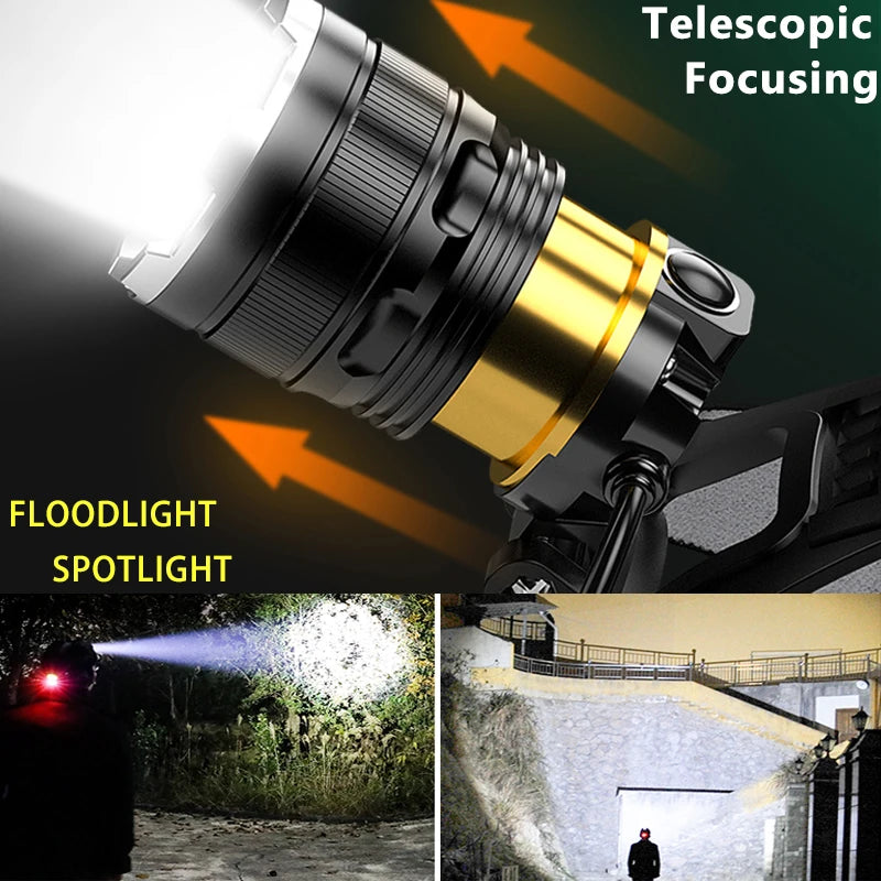 ZK40 30000LM Upgrade Headlamp Sensor XHP90 Fishing Headlight