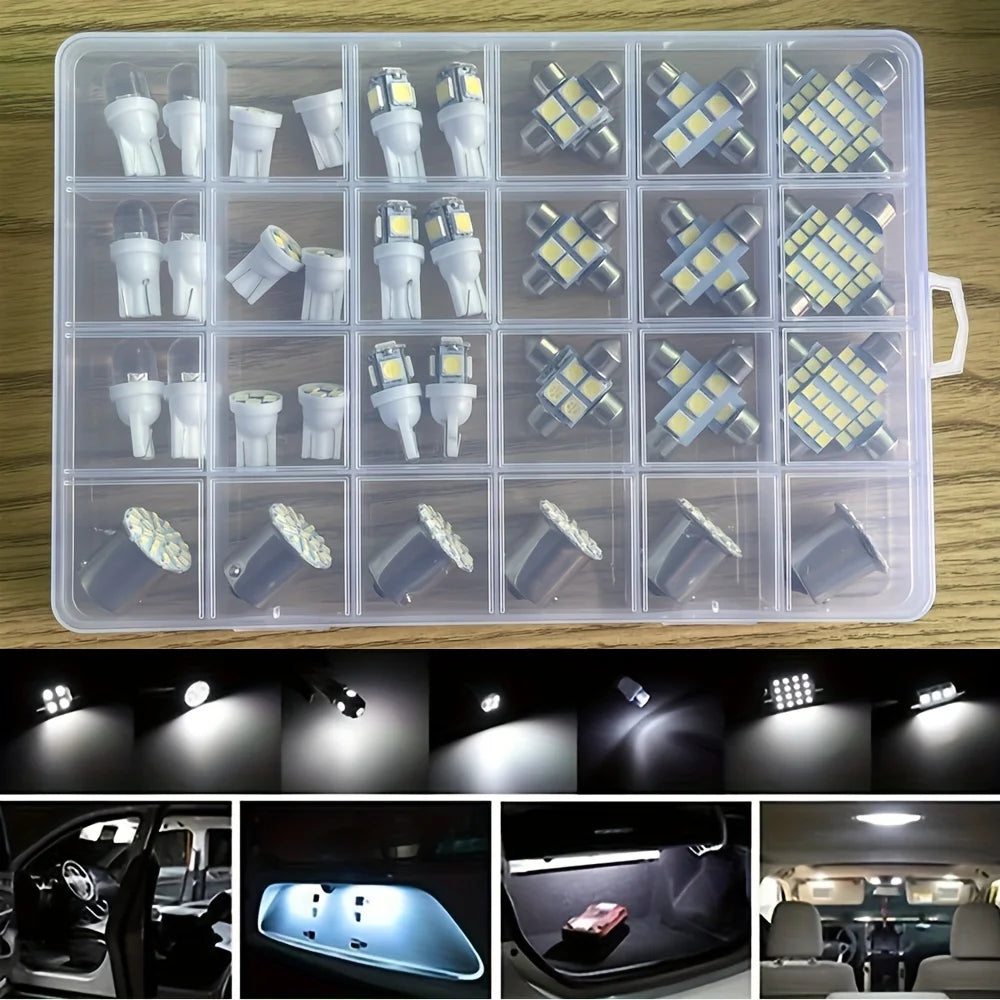 42Pcs LED Car Interior Lights T10 6000K SMD LED Replacement 