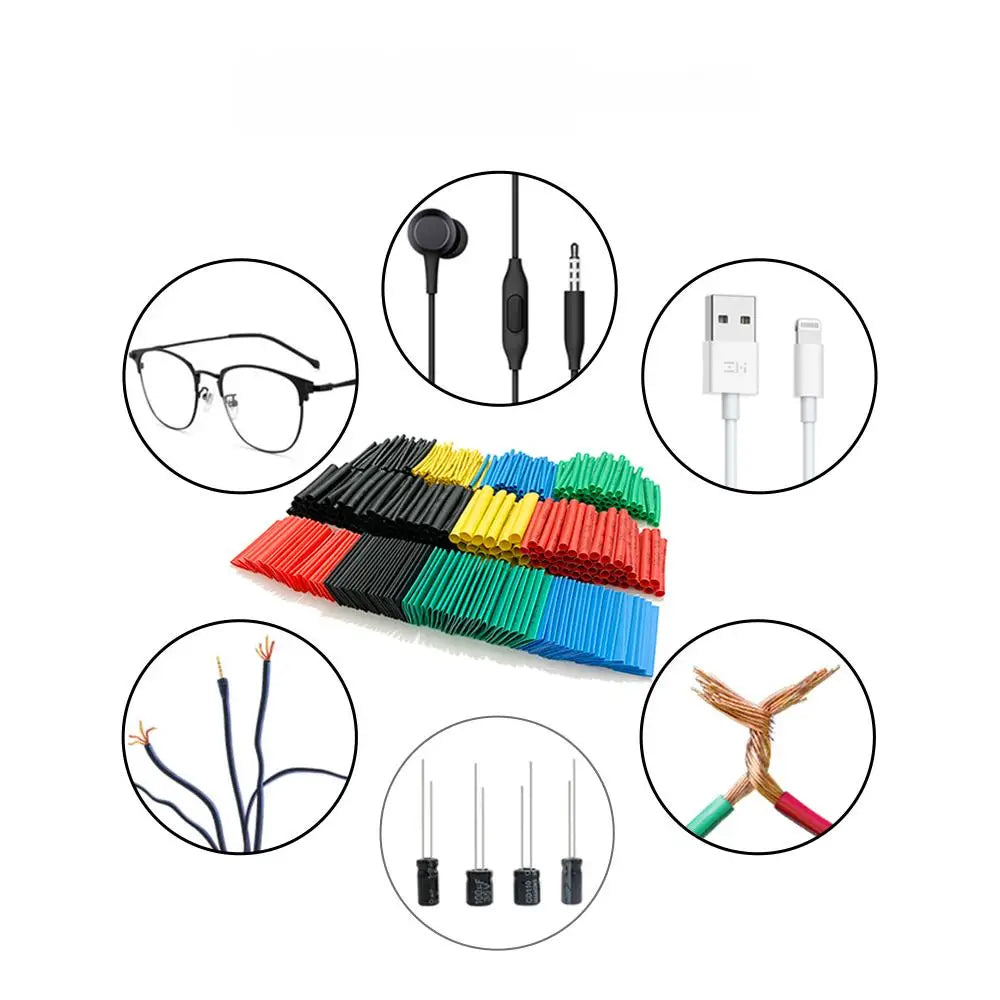 127Pcs 2 1 Heat Shrink Tubing Assortment - Black Red Polyole
