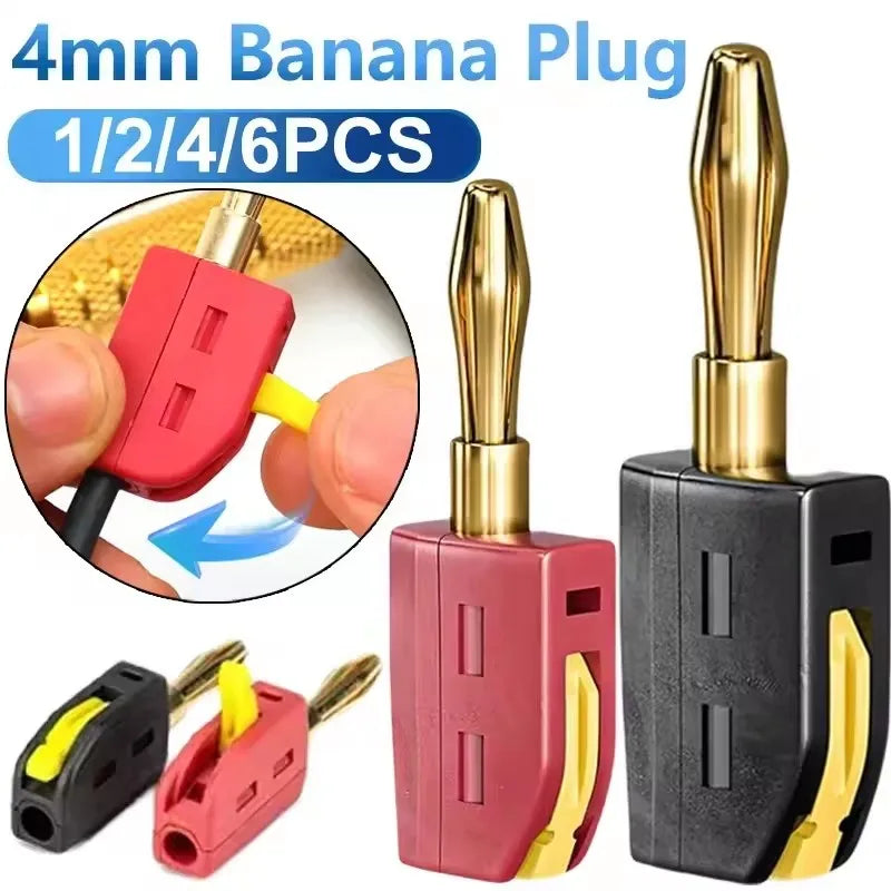 1/2/4Pcs 4mm Banana Plug High Current Quick Connect Gold-Pla