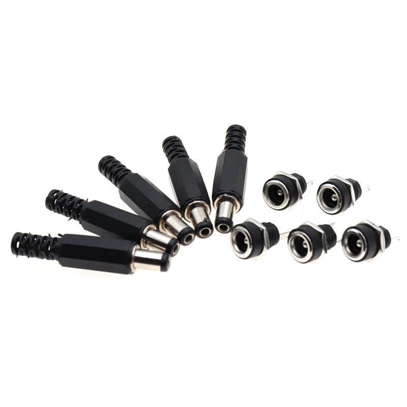 10PCS 5Pair DC Power Connector Pin 2.1x5.5mm Female Plug Jac