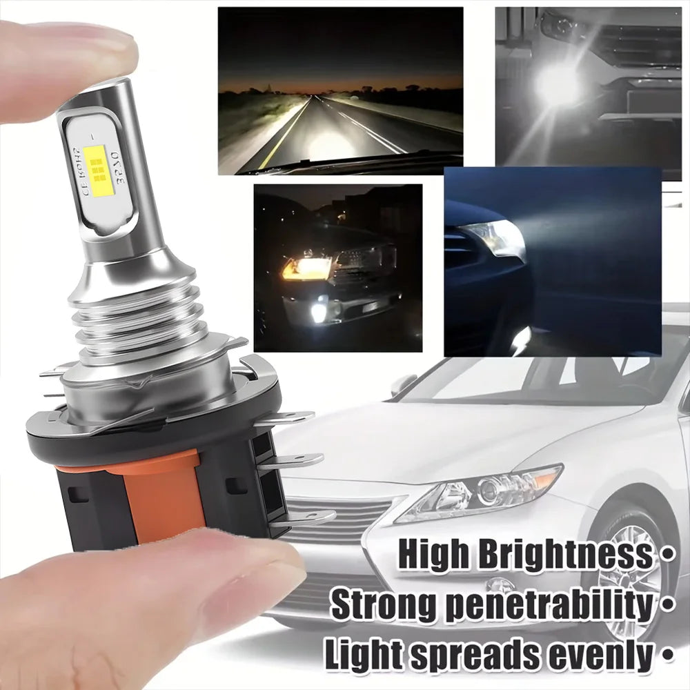 LED Headlight Bulbs H15 H7 High/Lo Beam DRL 6000K White Canb