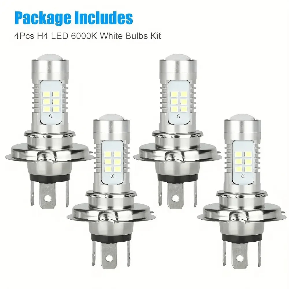 4pcs H4 9003 Super White LED Headlight Bulb Conversion Kit F