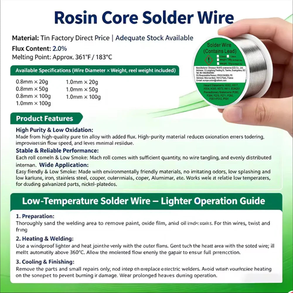 0.8mm 1.0mm 20g 50g 100g Soldering Rods Low Temperature Easy