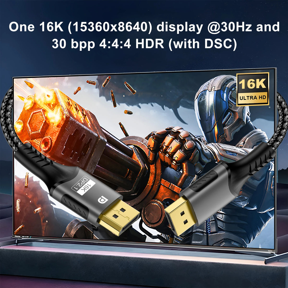 16K DP Cable 8K 120Hz/60Hz 4K 240Hz 80Gbps Displayport 2.1 H