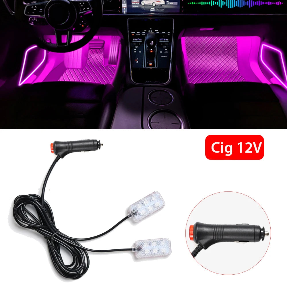Foot Light Car Accessories LED Car Interior Ambient Foot Light with USB Atmosphere Decorative Lamps