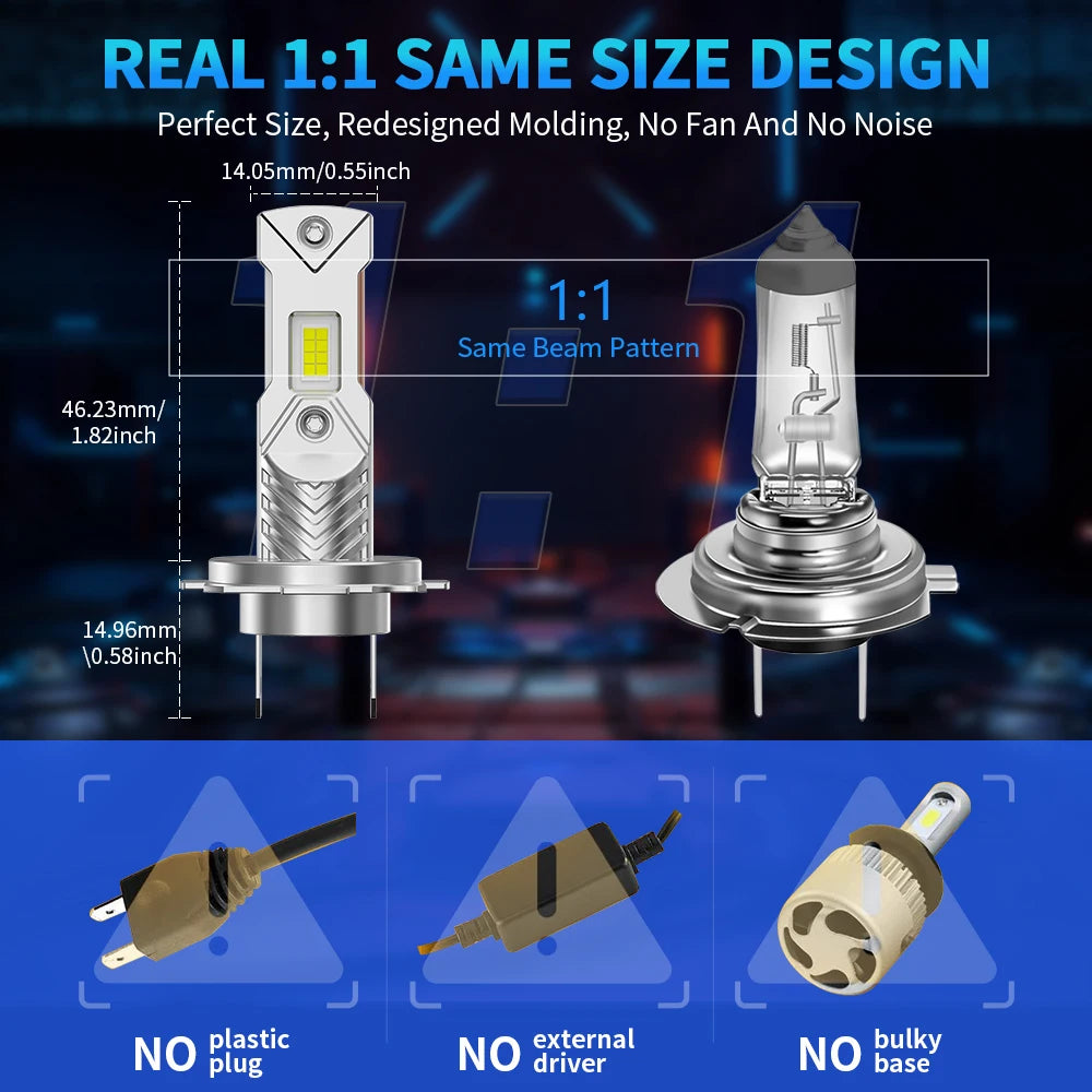 2pcs 2025 Upgraded H7 LED Headlight Bulbs Canbus 1 1 Mini Si