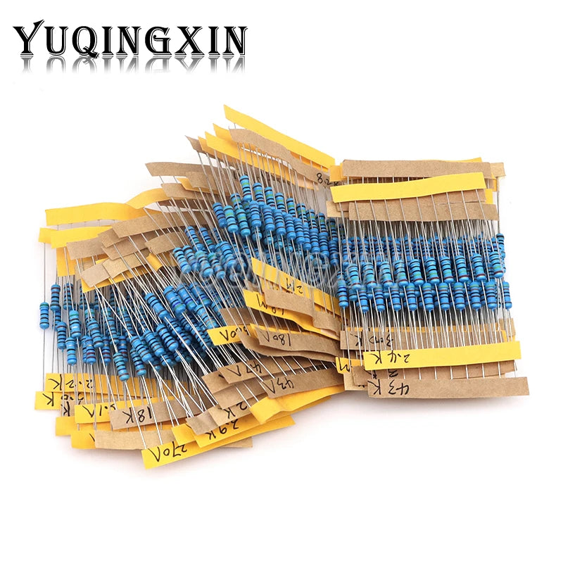 1100pcs 1/2W Metal Film Resistor Kit 1% 0.1 ohm - 2.2M 110 V