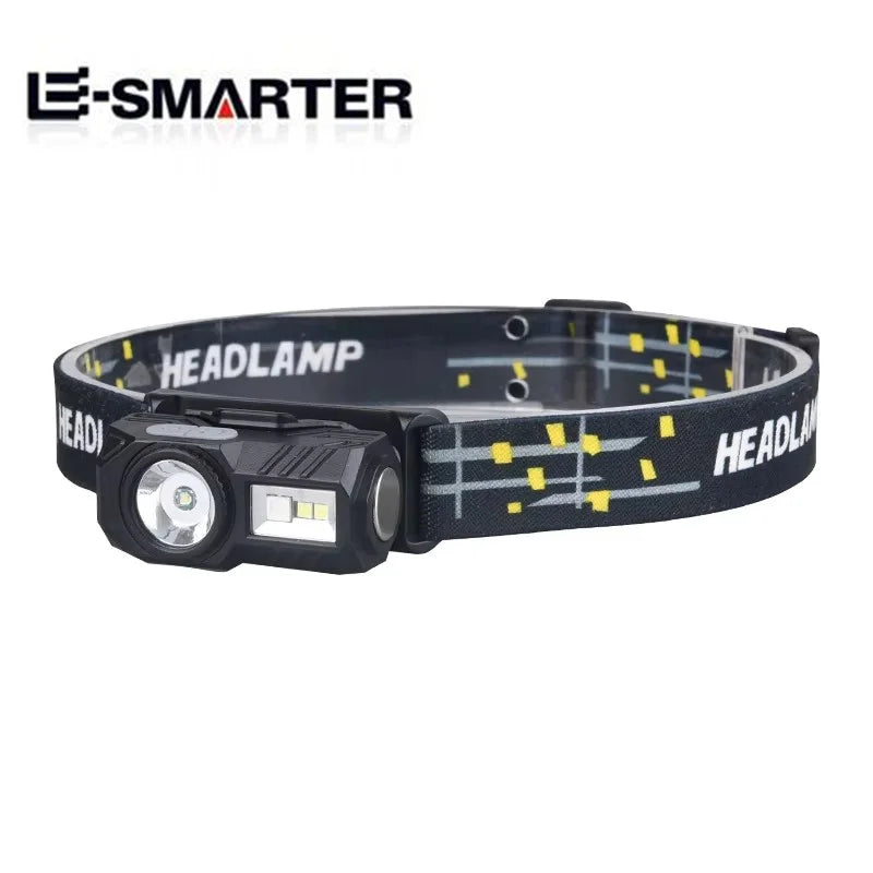 New Mini LED Headlamp Motion Sensor Camping Fishing Lantern USB Rechargeable Headlight with Magnet Warning Lamp Cap Clip Lights