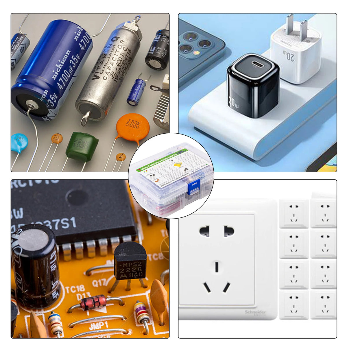 1500pcs Electronics Component Assortment Kit Capacitors Led 