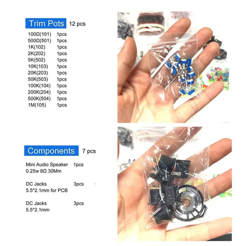 1900pcs Component Box Kit with Electrolytic Capacitors LED D