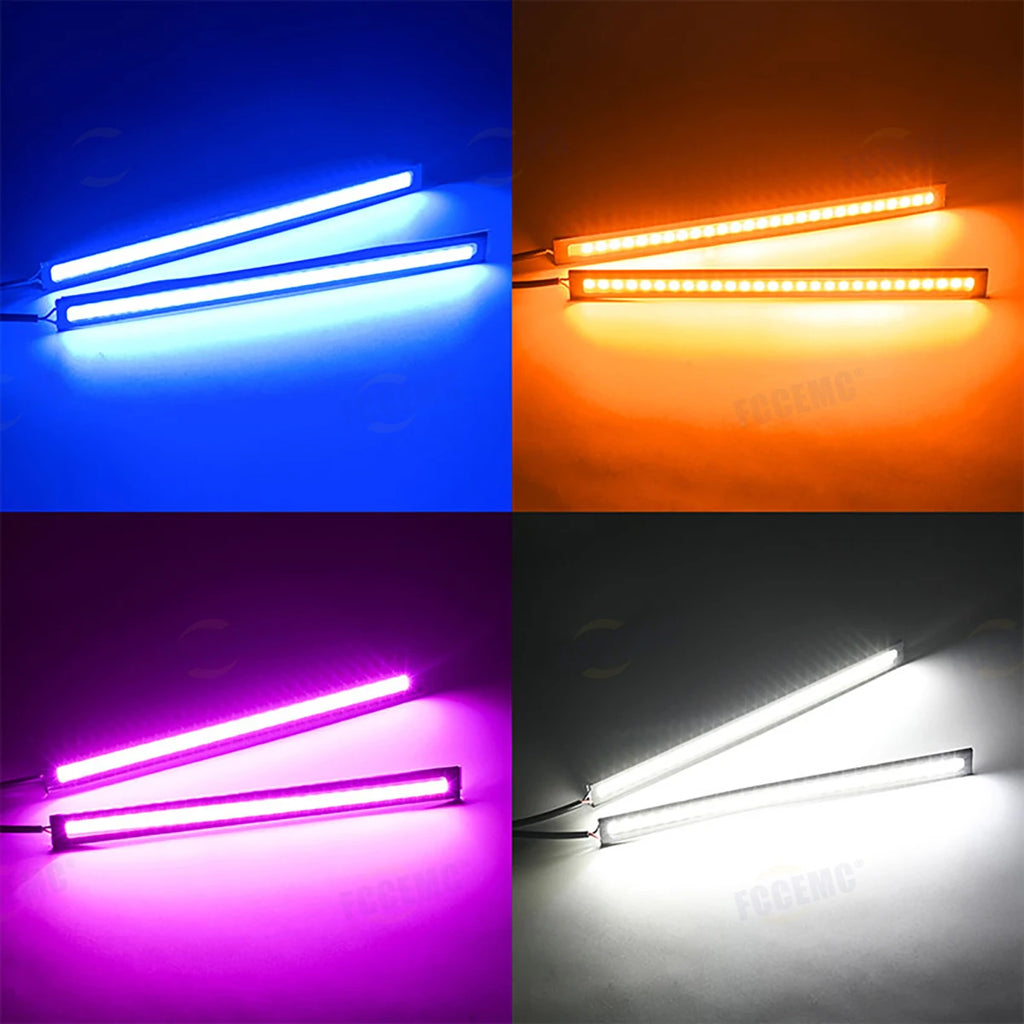 2pcs Ultra Thin Bright LED Car COB Daytime Running Lights Wa