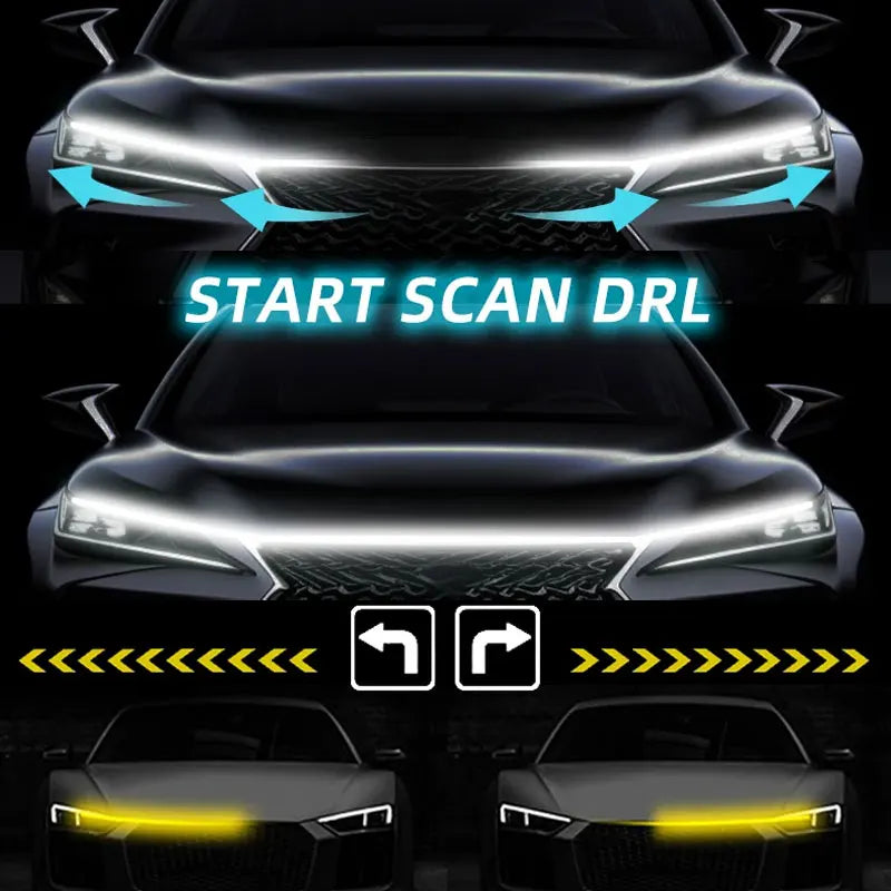 New LED Car Hood Decorative Light Strip Start Scan Dynamic A