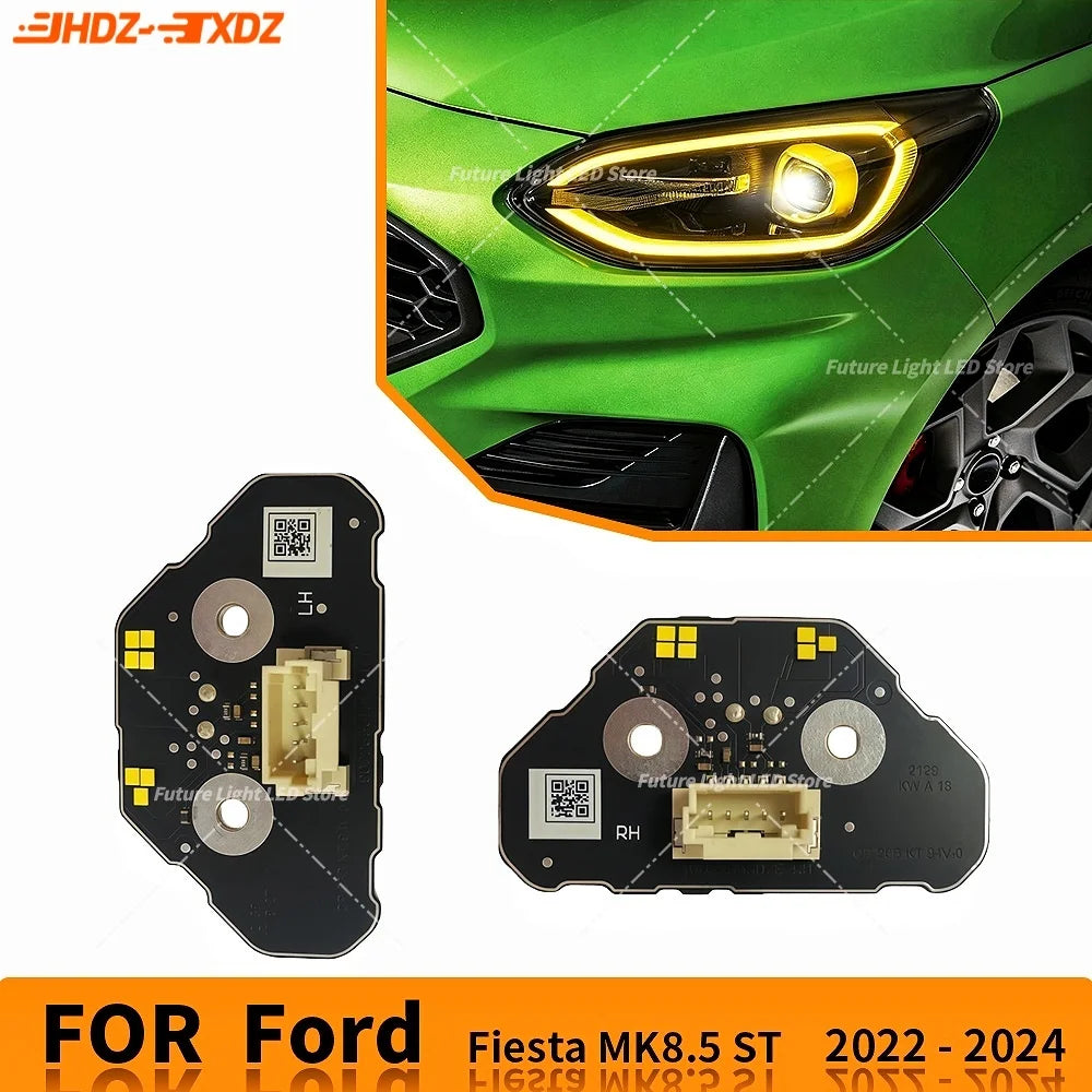 DRL LED Boards Blue Red Angel Eyes For Ford Fiesta MK8.5 ST Focus 2022-2024 Headlight Daytime Running Light