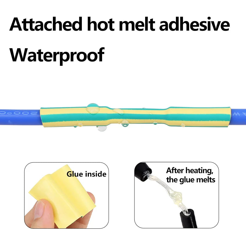 Yellow-Green 3 1 Heat Shrink Tube With Glue 1.6mm - 50mm Dua
