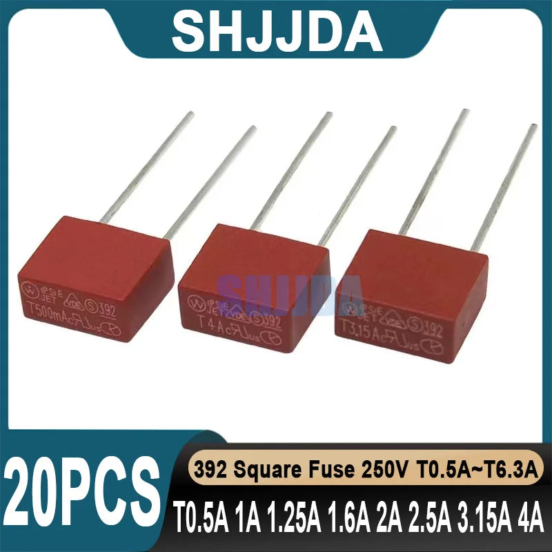 (20 pieces) 392 Fuse Square 250V T0.5A T1A T1.25A T1.6A T2A 